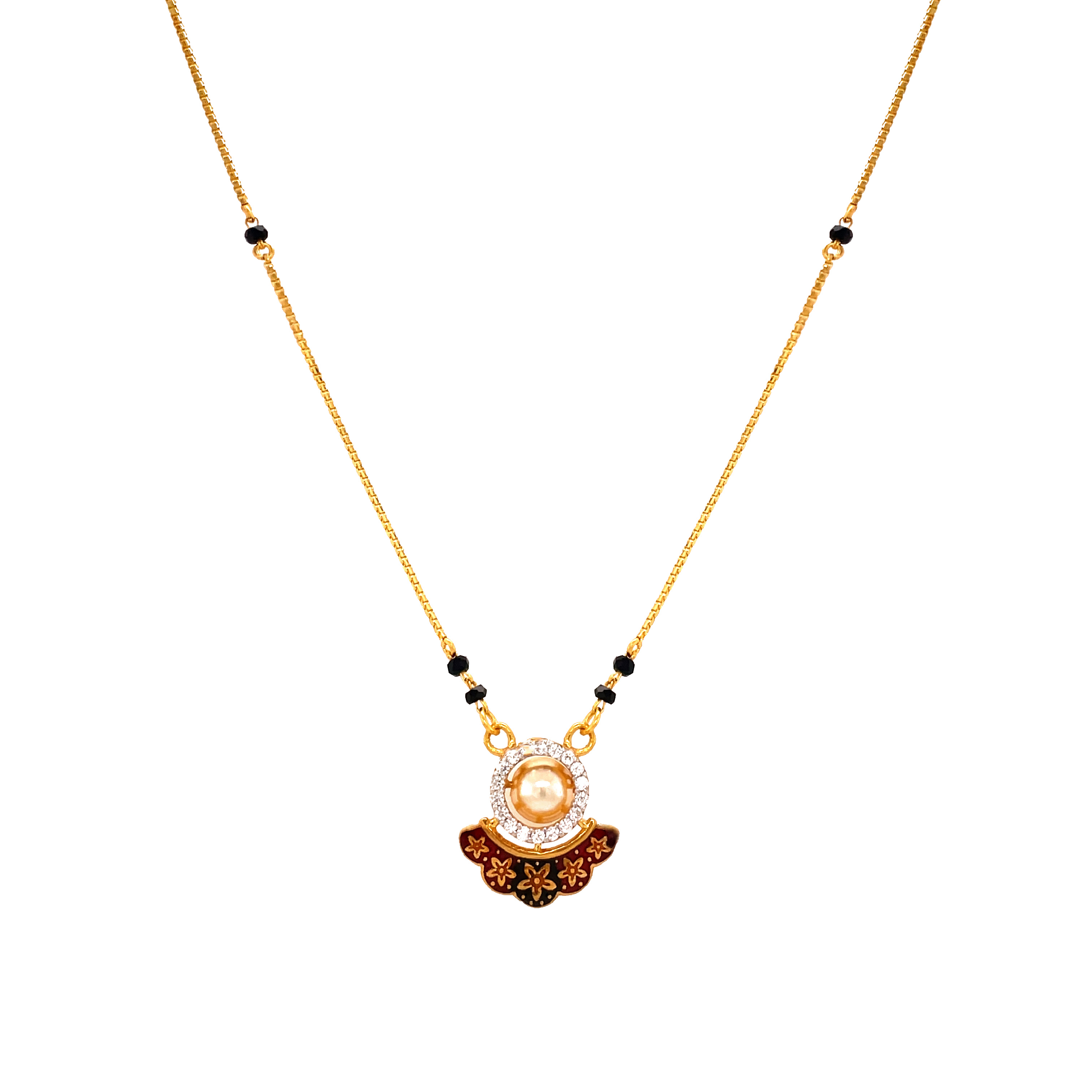 Sophisticated Stone & Black Pendant Mangalsutra