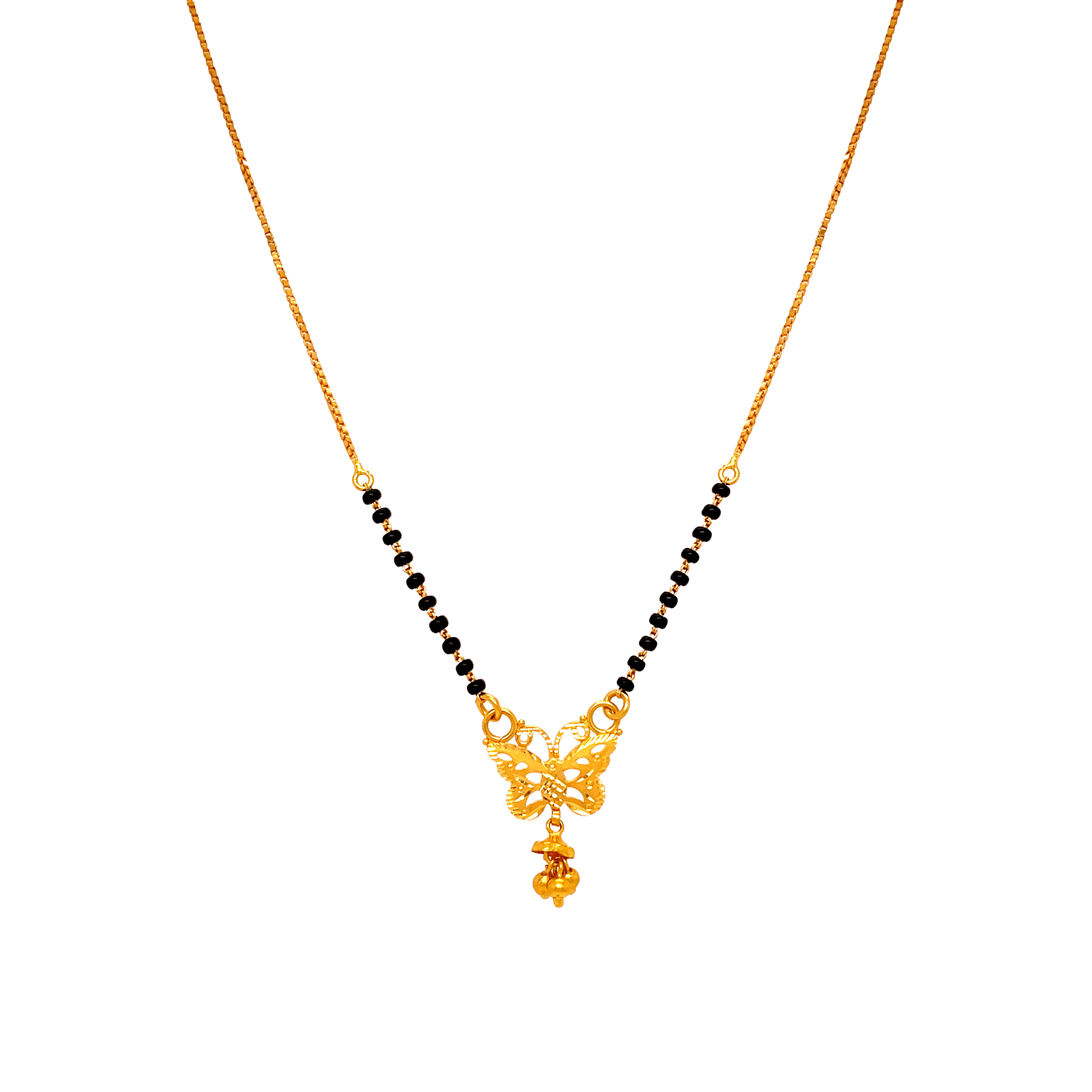 Delicate Gold Butterfly Pendant Mangalsutra 