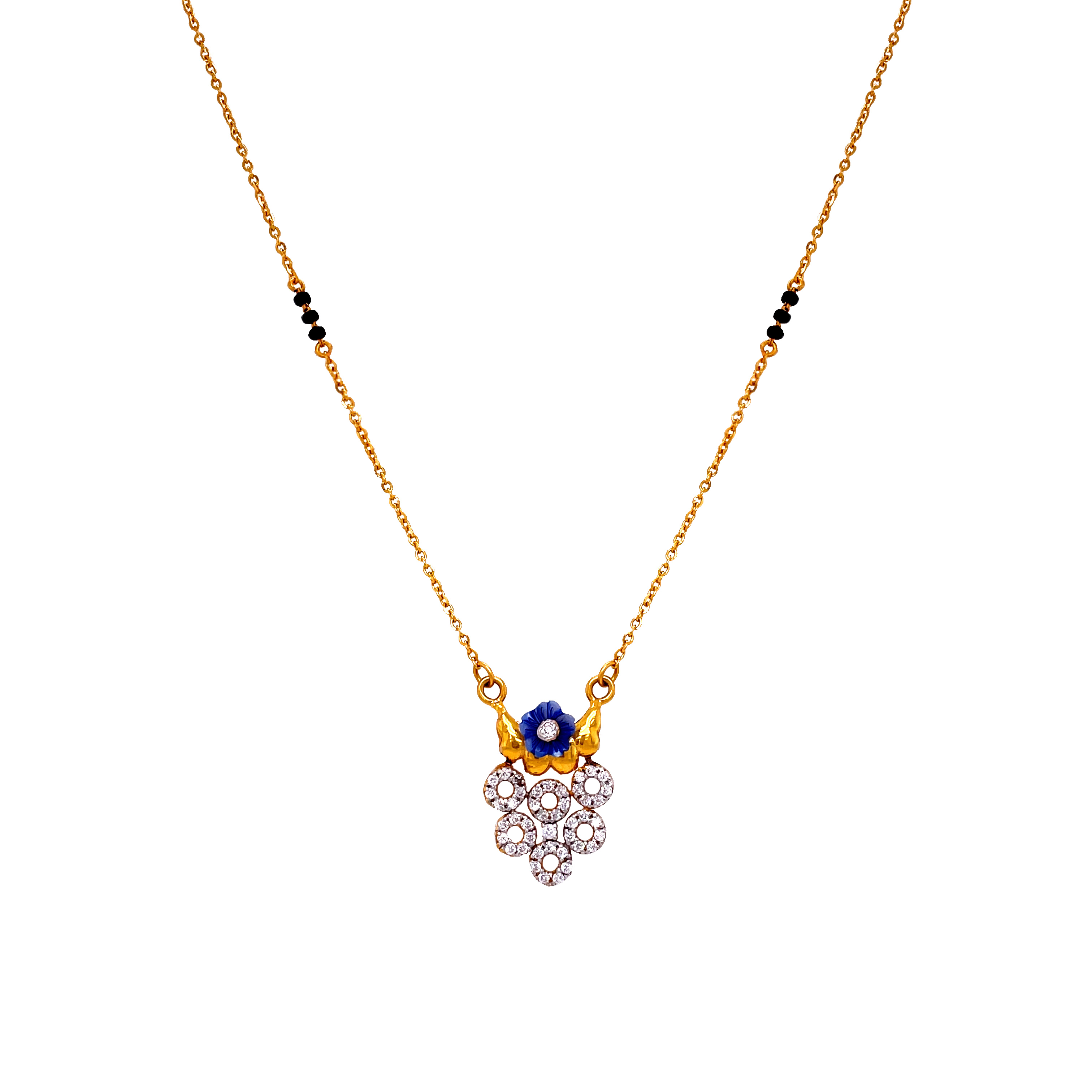 Elegant Blue Blossom Short Mangalsutra